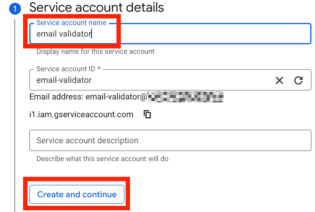 Service account details